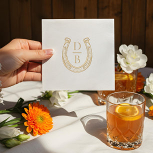 Rustic Western Horseshoe Custom Monogram Wedding Foil Napkins
