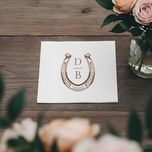Rustic Western Horseshoe Custom Monogram Wedding Napkin (Rustic Western Horseshoe Custom Monogram Wedding Napkins)