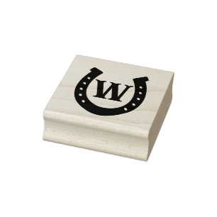Rustic Western Horseshoe Monogram Rubber Stamp