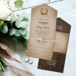 Rustic Western Horseshoe & Sunflowers Wedding All In One Invitation<br><div class="desc">This all in one wedding design features a burlap background with a horseshoe and sunflowers, requires no envelopes and includes a detachable RSVP postcard! Click the customise button for more flexibility in modifying the text. Variations of this design, different paper types, as well as coordinating products are available in our...</div>