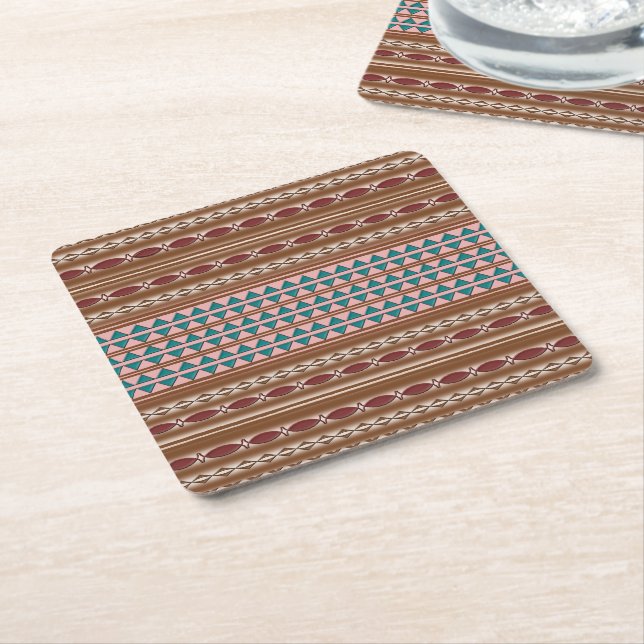 Rustic Western Pattern Pulp Board Coasters (6) (Angled)