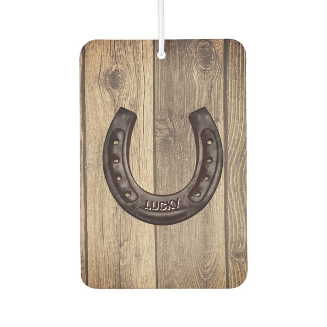 Rustic Western Personalised Lucky Horseshoe Car Air Freshener (Front)