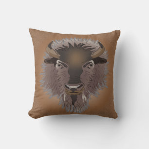 Rustic Western Plains Bison Cushion