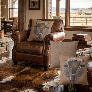 Rustic Western Plains Bison Cushion