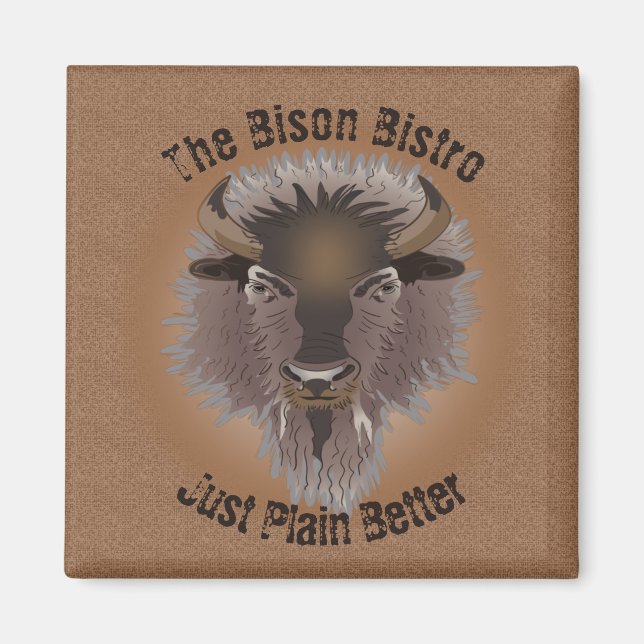 Rustic Western Plains Bison Magnet (Front)