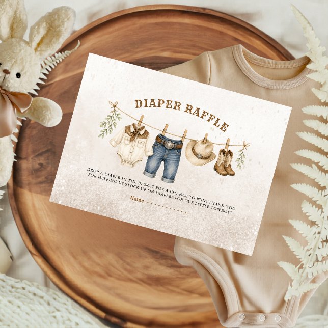 Rustic Western Ranch Cowboy Diaper Raffle Enclosure Card (Creator Uploaded)