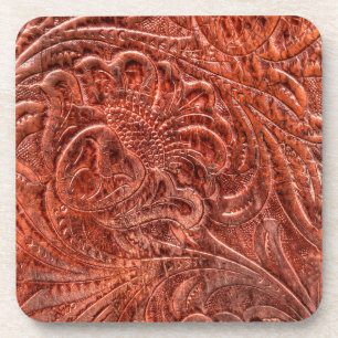 Rustic Western Ranch Tooled Leather-look IV Coaster