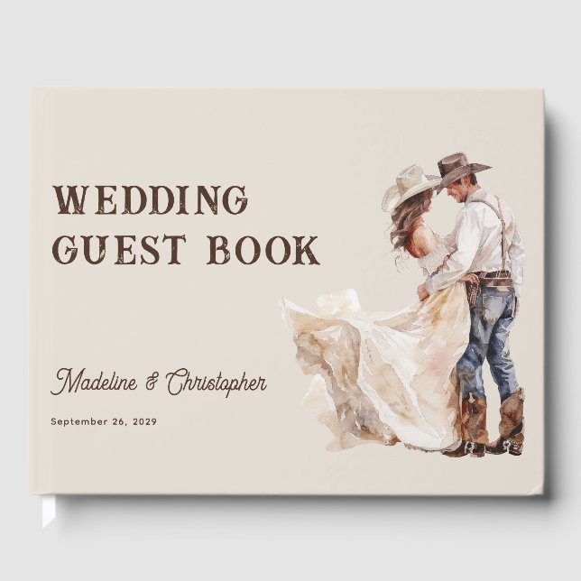 Rustic Western Ranch Wedding Guest Book (Front)