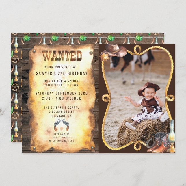 Rustic Western Rodeo Cowboy Birthday Party Invitation (Front/Back)