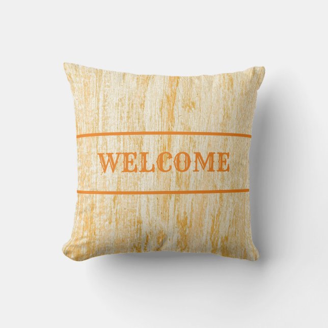 Rustic, western, rust coloured, welcome cushion (Front)