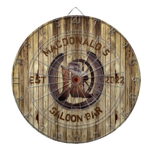 Rustic western saloon bar dart board