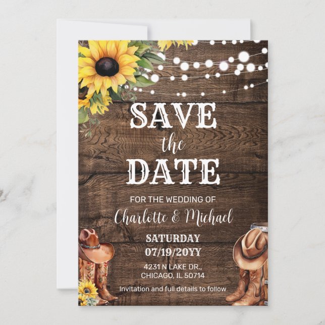 Rustic Western Save the Date Wedding Invitation (Front)