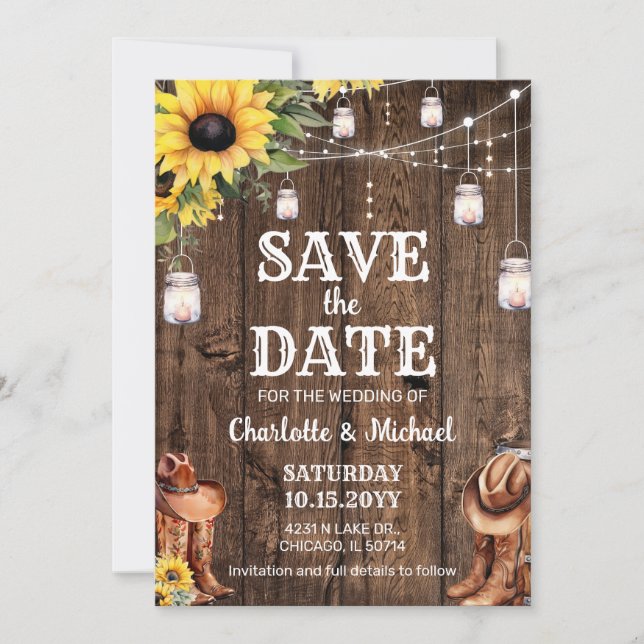 Rustic Western Save the Date Wedding Invitation (Front)