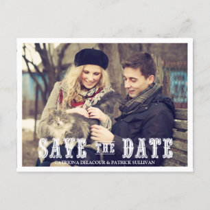 RUSTIC WESTERN SCRIPT PHOTO SAVE THE DATE POSTCARD