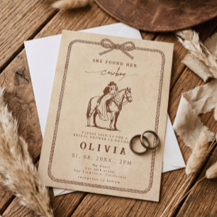 Rustic Western She Found Her Cowboy Bridal Shower Invitation