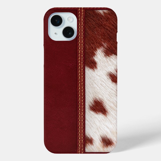 Rustic Western Simulated Leather & Cowhide Case-Mate iPhone Case (Back)