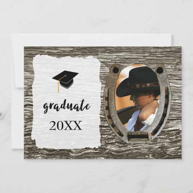 Rustic Western-style Graduation Announcement  (Front)
