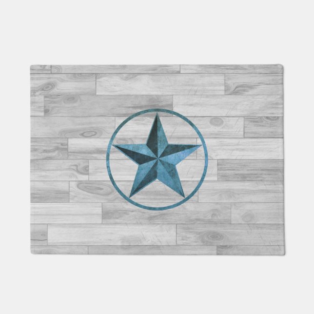 Rustic Western Style Star (Blue) Doormat (Front)