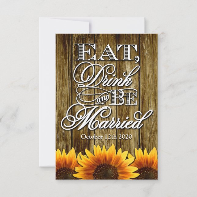 Rustic Western Sunflower Wedding RSVP Cards (Front)