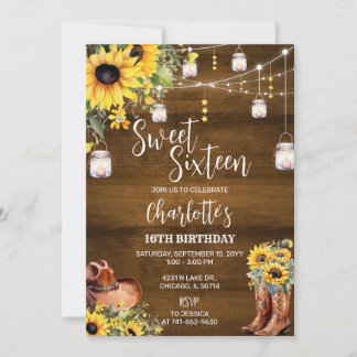 Rustic Western Sweet Sixteen Birthday Party Invitation