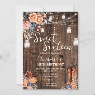 Rustic Western Sweet Sixteen Invitation