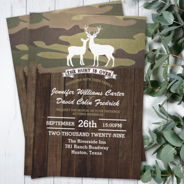Rustic Western The Hunt Is Over Camouflage Wedding Invitation (Rustic Western The Hunt Is Over Camouflage Deer Wedding Invitation)