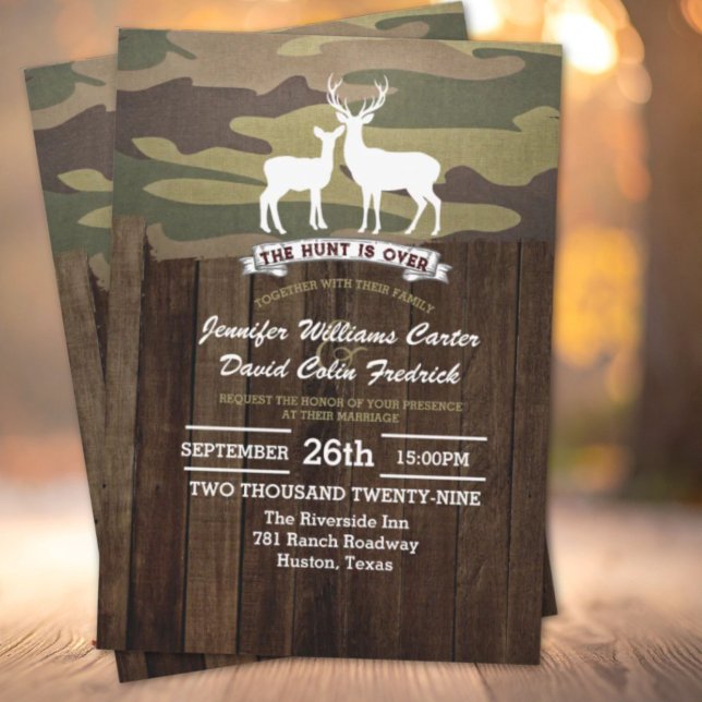 Rustic Western The Hunt Is Over Camouflage Wedding Invitation (Rustic Western The Hunt Is Over Camouflage deer Wedding Invitation)