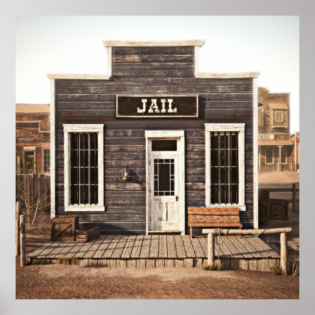 Rustic western town jail. 3d ing. Part of a wester Poster (Front)