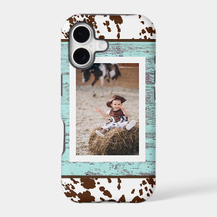 Rustic Western Turquoise Wood Cowhide Photo