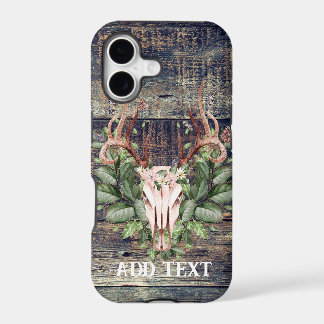 Rustic Western Turquoise Wood Deer Skull