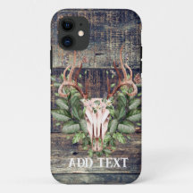 Rustic Western Turquoise Wood Deer Skull 