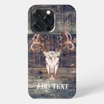 Rustic Western Turquoise Wood Deer Skull