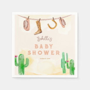 Rustic Western Watercolor Cowboy Baby Shower Napkin