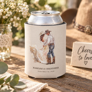 Rustic Western Wedding Can Cooler