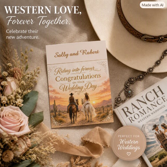 Rustic Western Wedding Congratulations Greeting  Card (Creator Uploaded)