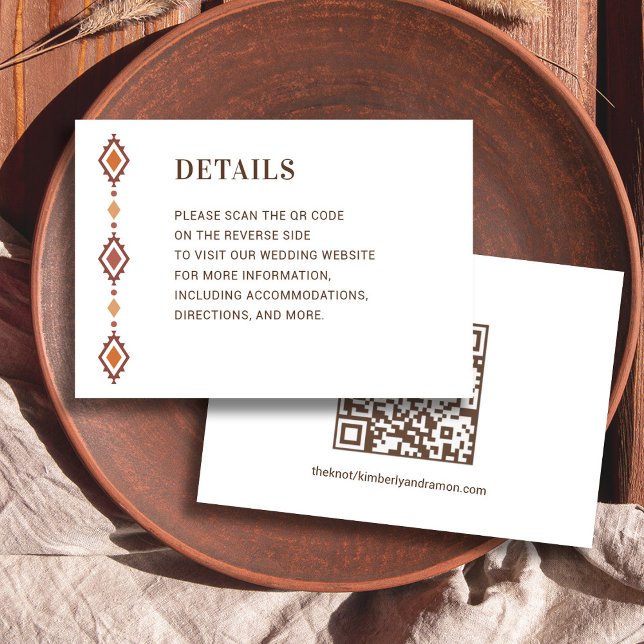 Rustic Western Wedding Details Card with QR Code (Rustic Western Wedding Details Card with QR Code)