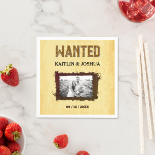 Rustic Western Wedding 🤠 WANTED Photo Napkin