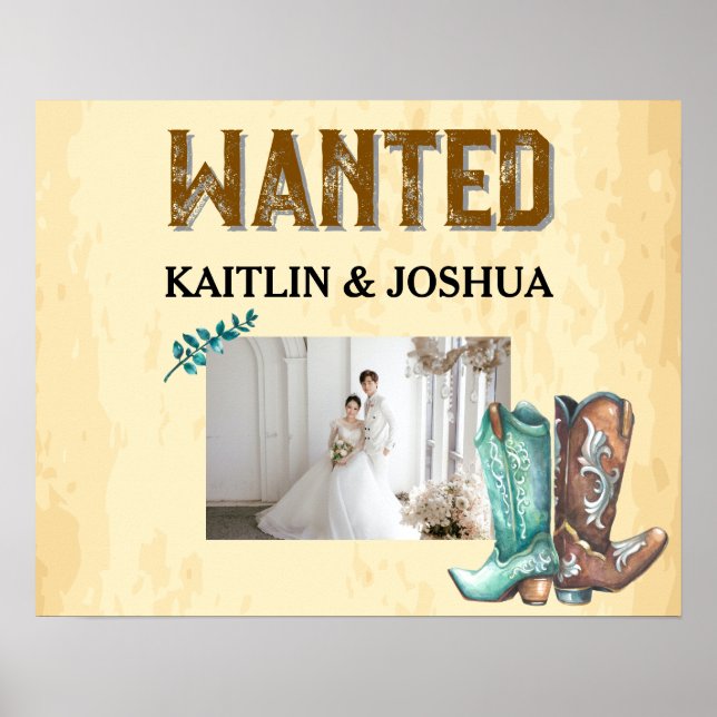 Rustic Western Wedding 🤠 WANTED Photo Poster (Front)