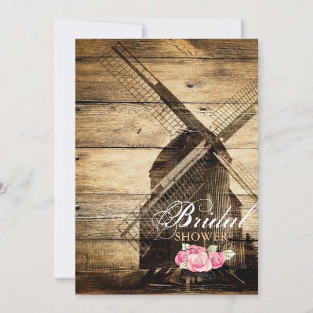 rustic western windmill Barn bridal shower Invitation (Front)