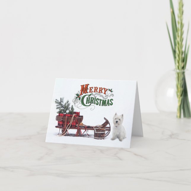 Rustic Westie Christmas Card (Front)