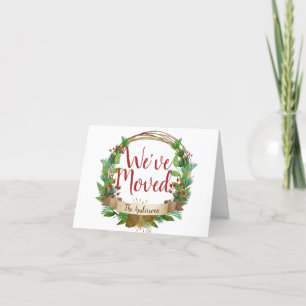 Rustic We've Moved Christmas Wreath Holiday Moving Announcement
