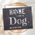 Rustic We've Moved Dog Moving Announcement Postcar Postcard<br><div class="desc">Home is Where The Dog Is ... and the dog moved! Let your best friend announce your move with this cute and funny dog moving announcement card on a rustic chalkboard slate design.. Personalise the back with names and your new address. This dog moving announcement is a must for all...</div>