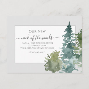 Rustic We've Moved New Home Pine Tree Announcement Postcard