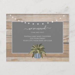 Rustic We've Moved New Home Script Announcement Postcard
