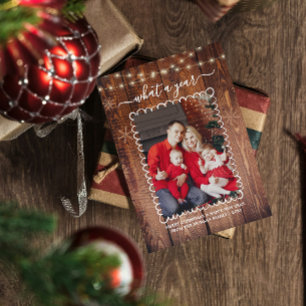 Rustic What a Year Photo Collage Christmas Card