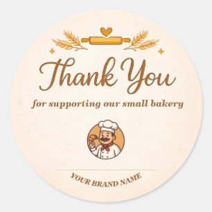 Rustic Wheat and Rolling Bakery Thank You  Classic Round Sticker
