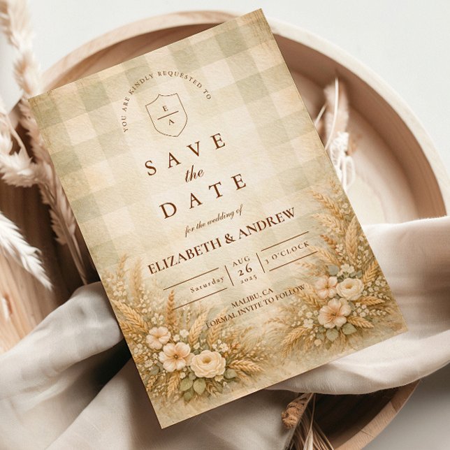 Rustic Wheat And Wildflower Garden Wedding Save The Date (Creator Uploaded)