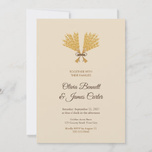 Rustic Wheat Sheaves Harvest Wedding Invitation
