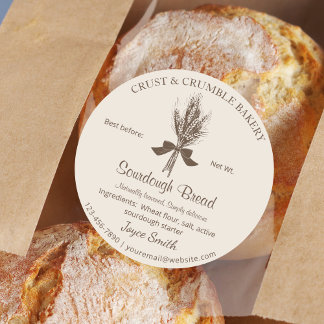Rustic Wheat Sourdough Bread baking  Classic Round Sticker