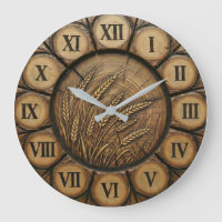 Rustic Wheat Stalks Wall Clock | Farmhouse Decor 